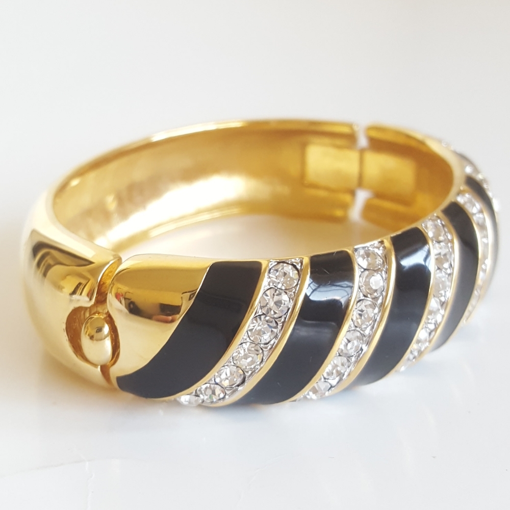 Swarovski 80's VINTAGE Crystal Bangle Bracelet 💎 Gold Plated
